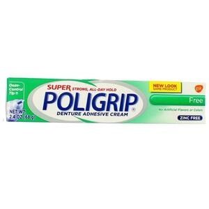 PoliGrip Denture Adhesive Cream (2.4 oz) – Free, Zinc Free – 4 Pack